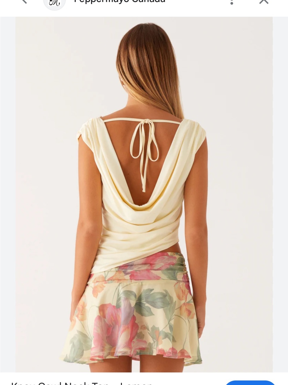 Peppermayo butter yellow Cowl Back Tie-Detail Camisole